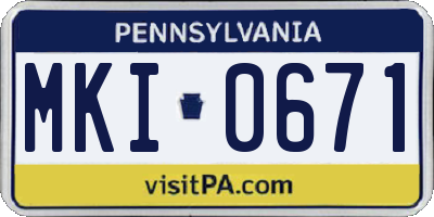 PA license plate MKI0671