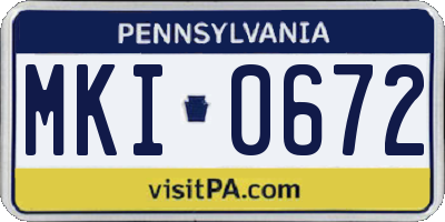 PA license plate MKI0672