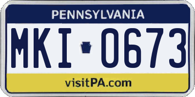 PA license plate MKI0673