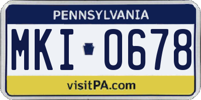 PA license plate MKI0678