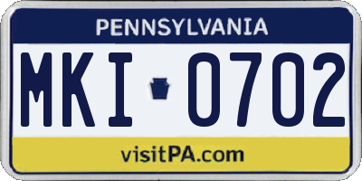 PA license plate MKI0702