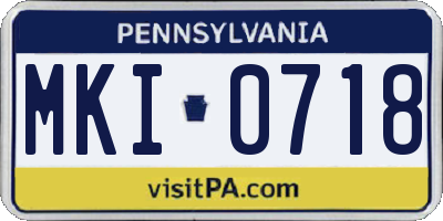 PA license plate MKI0718