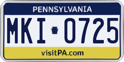 PA license plate MKI0725