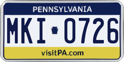 PA license plate MKI0726