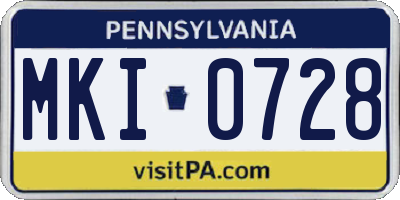 PA license plate MKI0728