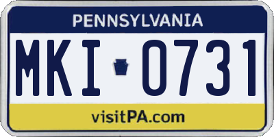 PA license plate MKI0731