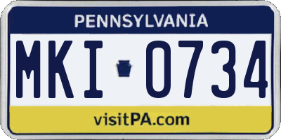PA license plate MKI0734