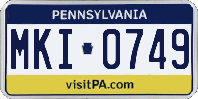 PA license plate MKI0749