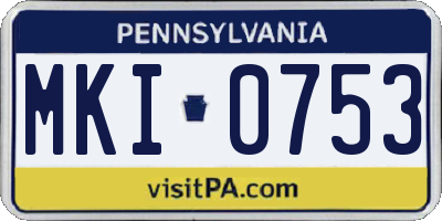 PA license plate MKI0753