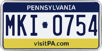 PA license plate MKI0754
