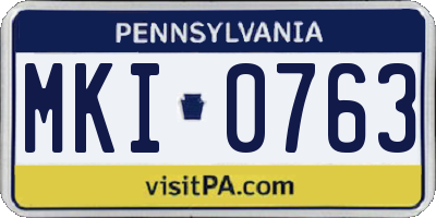 PA license plate MKI0763