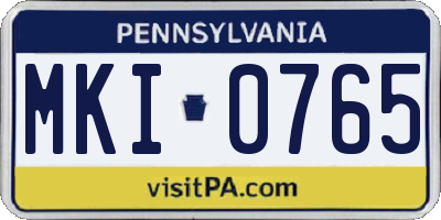 PA license plate MKI0765