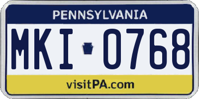PA license plate MKI0768