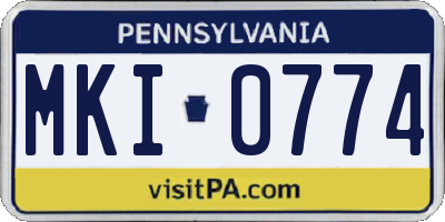 PA license plate MKI0774
