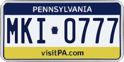 PA license plate MKI0777