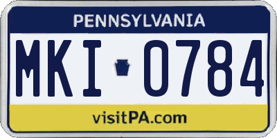 PA license plate MKI0784
