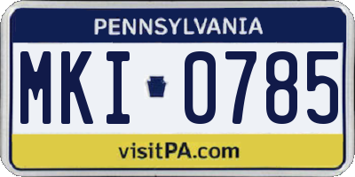 PA license plate MKI0785
