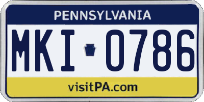 PA license plate MKI0786