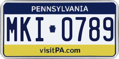 PA license plate MKI0789