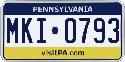 PA license plate MKI0793