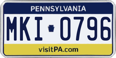 PA license plate MKI0796