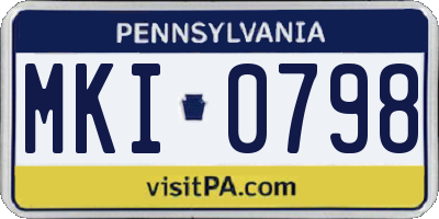 PA license plate MKI0798