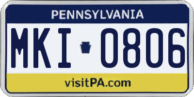 PA license plate MKI0806