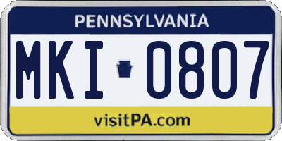 PA license plate MKI0807