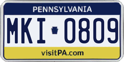 PA license plate MKI0809
