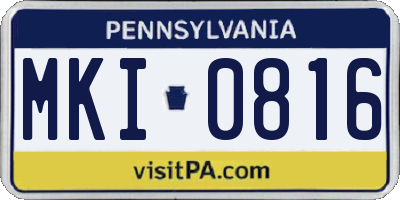 PA license plate MKI0816