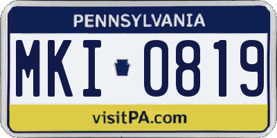 PA license plate MKI0819
