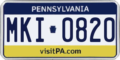 PA license plate MKI0820