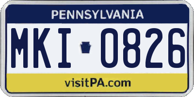 PA license plate MKI0826