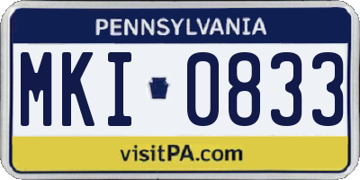 PA license plate MKI0833