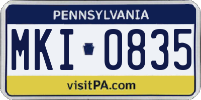 PA license plate MKI0835