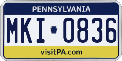 PA license plate MKI0836