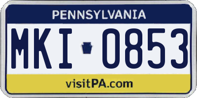 PA license plate MKI0853