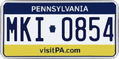 PA license plate MKI0854