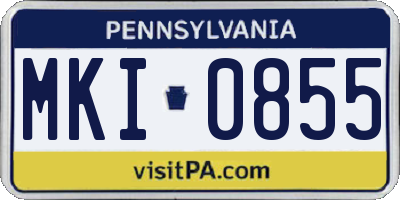 PA license plate MKI0855