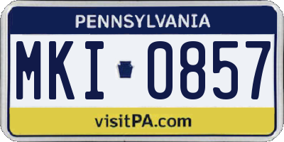 PA license plate MKI0857