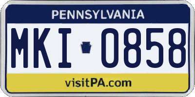 PA license plate MKI0858