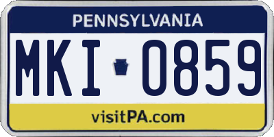 PA license plate MKI0859