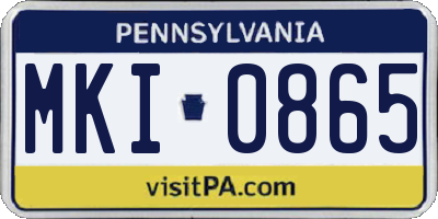 PA license plate MKI0865
