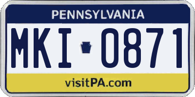 PA license plate MKI0871