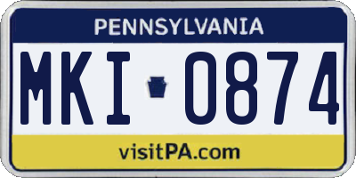 PA license plate MKI0874
