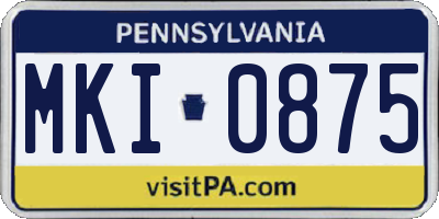 PA license plate MKI0875
