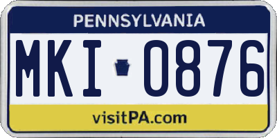PA license plate MKI0876