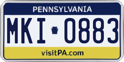 PA license plate MKI0883