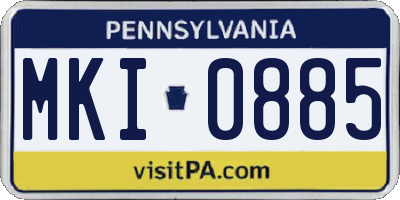 PA license plate MKI0885