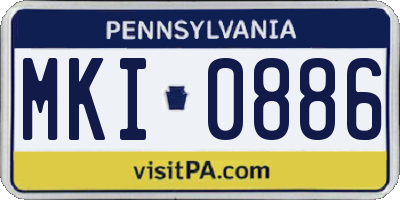 PA license plate MKI0886